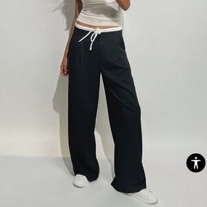 ZARA TROUSERS // (M) Navy double waisted trouser pants